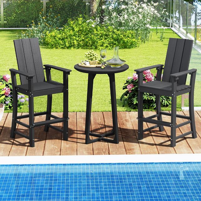 Tall Adirondack Chair Outdoor Bar Stool with Ergonomic Backrest for Backyard