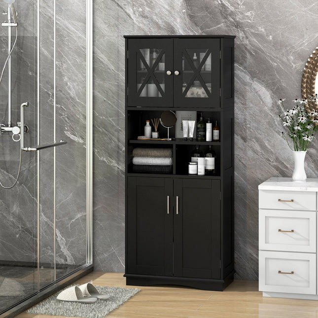 Tall Bathroom Cabinet Large Floor Storage Cabinet with Acrylic Doors and 3 Cubes