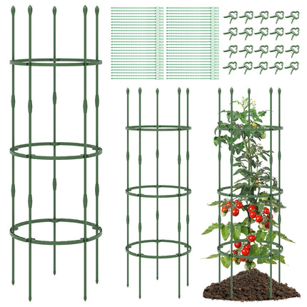 3-Pack Garden Trellis 40 Inch Tall Plant Support Stands with Clips and Ties