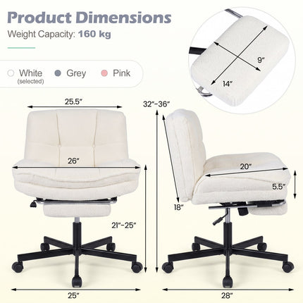 Teddy Plush Office Chair with Footrest and Adjustable Height