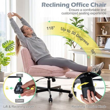 Teddy Plush Office Chair with Footrest and Adjustable Height