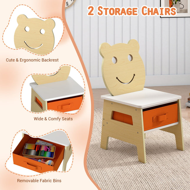 Toddler Table and 2 Chairs 5-in-1 Cute Art Desk Set with Reversible Chalkboard Whiteboard
