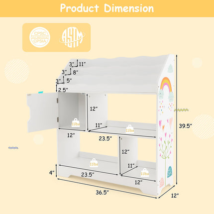 Kids Toy Storage Organizer with Book Shelf and Storage Cabinet