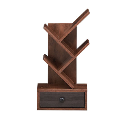 5-Tier Floor Standing Tree Bookcase with Drawer