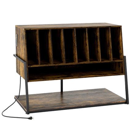 Turntable Stand with Charging Station & Vinyl Storage