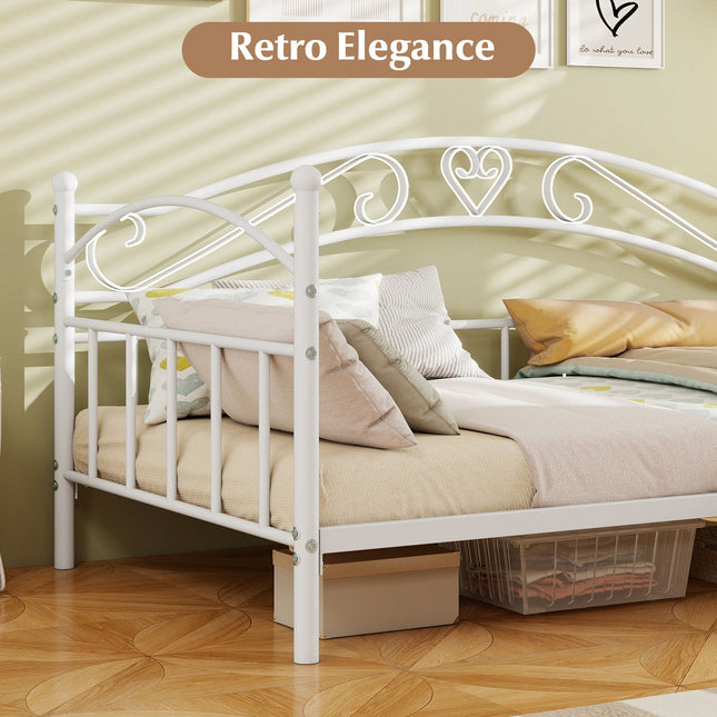 Twin Size Metal Daybed Frame with Headboard for Bedroom