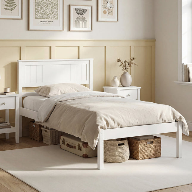 Twin/Full/Queen Size Sturdy Wooden Bed Frame with Headboard and Slat Support