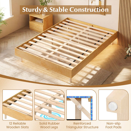 Twin/Full/Queen Size Floating Bed Frame with LED Lights for Bedroom