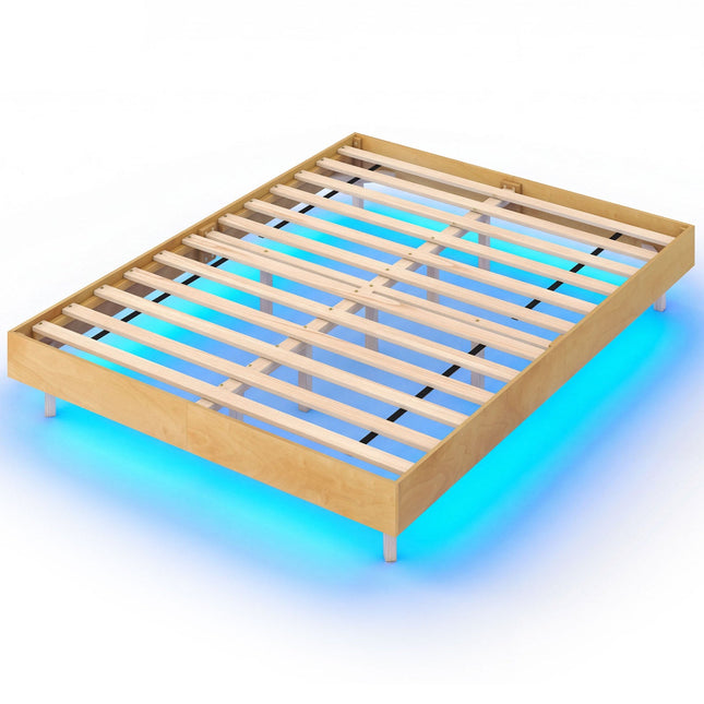 Twin/Full/Queen Size Floating Bed Frame with LED Lights for Bedroom