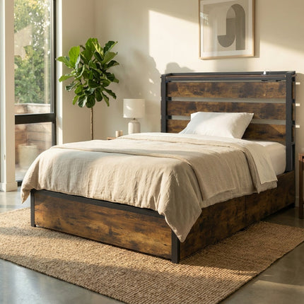 Twin Bed Frame with 4 Large Storage Drawers – Space