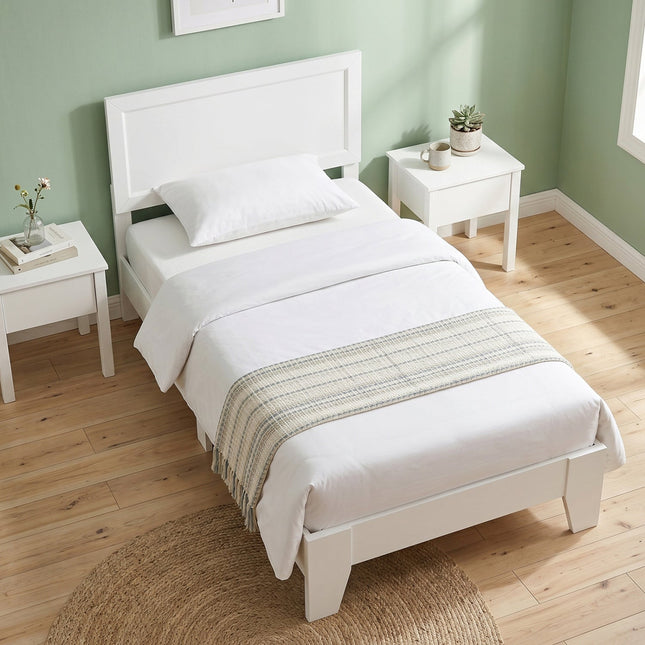 Twin Platform Bed Frame with Headboard - No Box Spring Needed