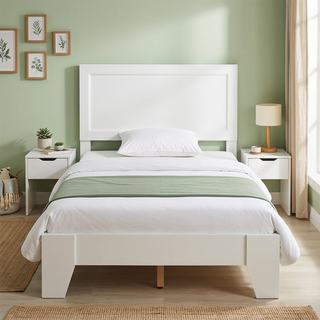 Twin Platform Bed Frame with Headboard - No Box Spring Needed