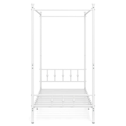 Twin Metal Canopy Bed Frame with Headboard and Footboard