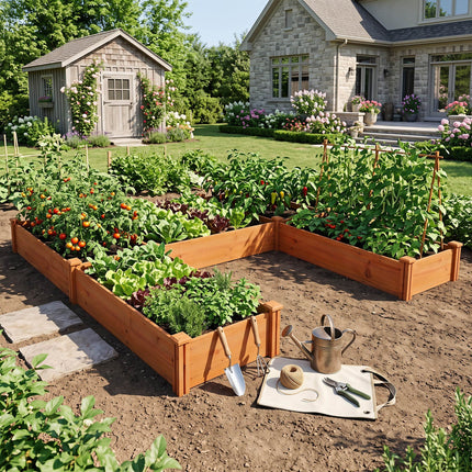 U-Shaped Wooden Raised Garden Bed - 5 Modular Planter Boxes