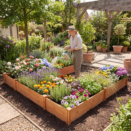U-Shaped Wooden Raised Garden Bed - 5 Modular Planter Boxes