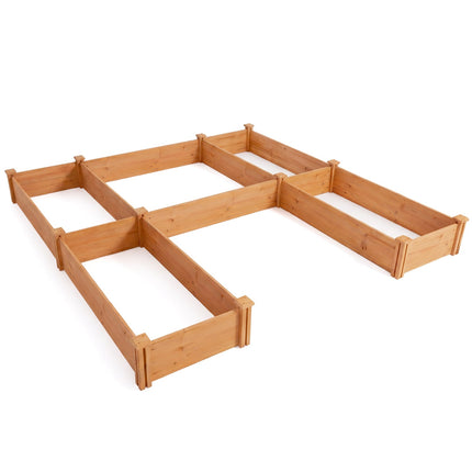 U-Shaped Wooden Raised Garden Bed - 5 Modular Planter Boxes