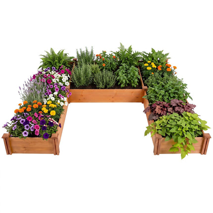 U-Shaped Wooden Raised Garden Bed - 5 Modular Planter Boxes