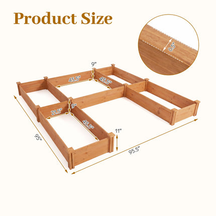 U-Shaped Wooden Raised Garden Bed - 5 Modular Planter Boxes