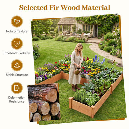 U-Shaped Wooden Raised Garden Bed - 5 Modular Planter Boxes
