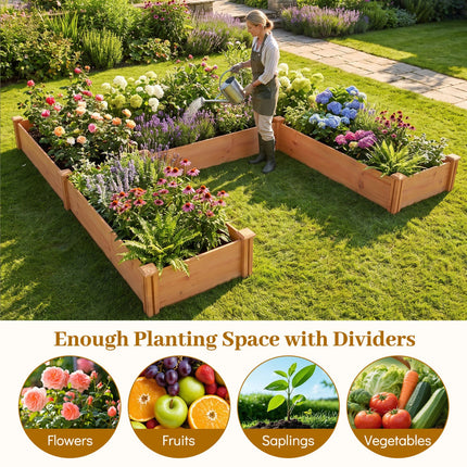 U-Shaped Wooden Raised Garden Bed - 5 Modular Planter Boxes