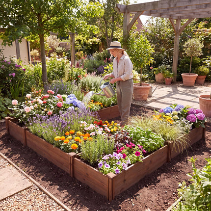 U-Shaped Wooden Raised Garden Bed - 5 Modular Planter Boxes