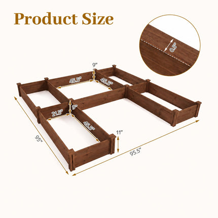 U-Shaped Wooden Raised Garden Bed - 5 Modular Planter Boxes