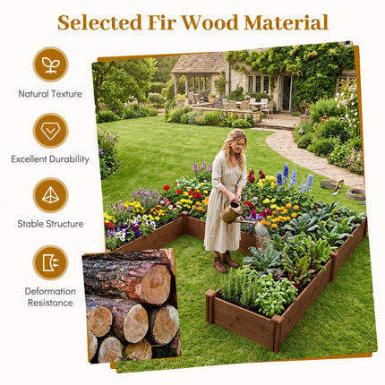 U-Shaped Wooden Raised Garden Bed - 5 Modular Planter Boxes