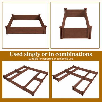 U-Shaped Wooden Raised Garden Bed - 5 Modular Planter Boxes