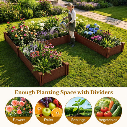 U-Shaped Wooden Raised Garden Bed - 5 Modular Planter Boxes