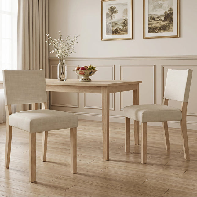 Upholstered Dining Chairs Set of 2 with Rubber Wood Legs
