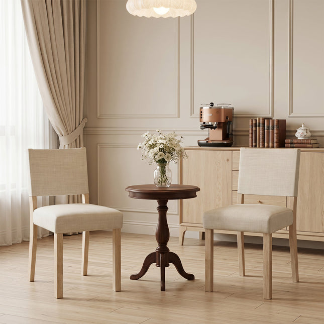 Upholstered Dining Chairs Set of 2 with Rubber Wood Legs