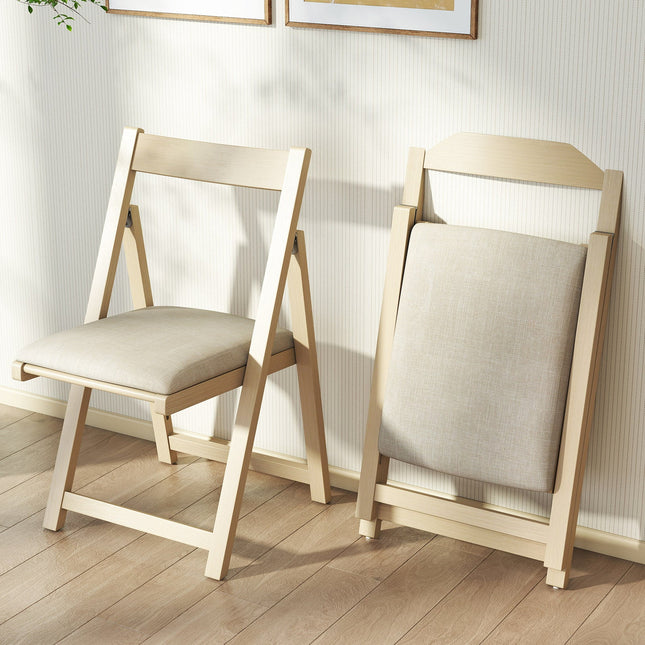 Folding Upholstered Dining Chair Set of 4 with Curved Backrest