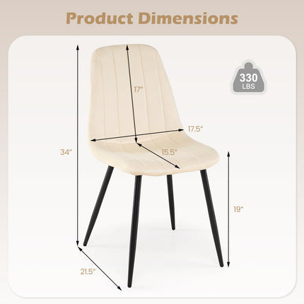 Upholstered Dining Chairs Set of 4 with Metal Legs