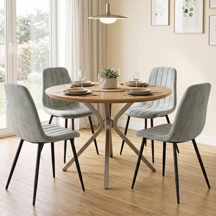 Upholstered Dining Chairs Set of 4 with Metal Legs