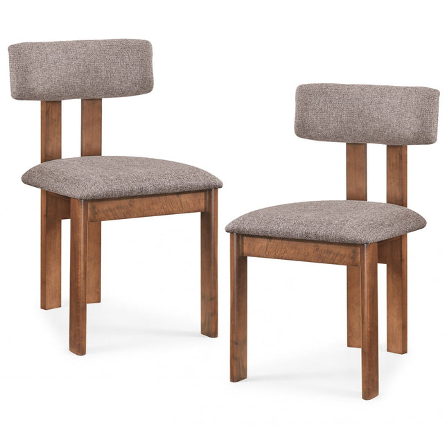 Upholstered Rubber Wood Dining Chairs Set of 2 with Curved Backrest