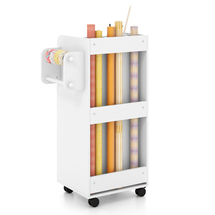 Utility Trolley with Open Shelves and 3 Drawers-White
