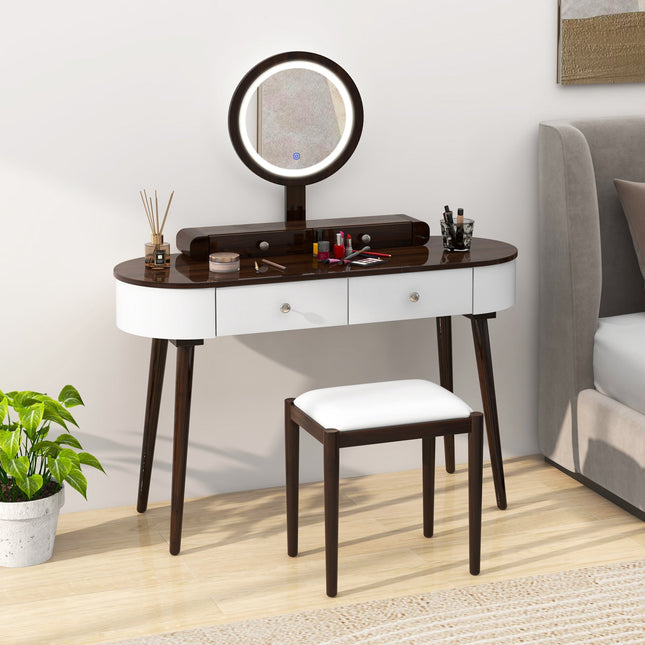 Makeup Vanity Table with LED Mirror and 3 Drawers