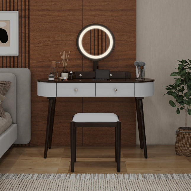 Makeup Vanity Table with LED Mirror and 3 Drawers