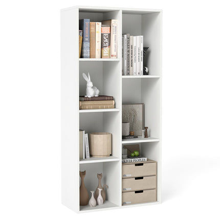 Vertical or Horizontal Freestanding Bookshelf with 7 Compartments