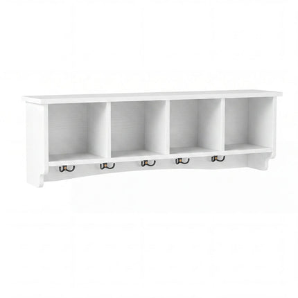 Wall-Mounted Coat Rack with 4 Cubbies and 5 Double Hooks