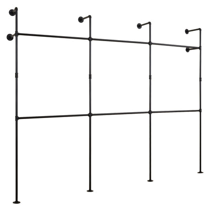 Wall Mounted Pipe Clothing Rack with 6 Hanging Rods