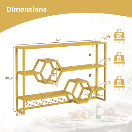 Wall Mounted Wine Rack 47" Large Floating Bar Shelves