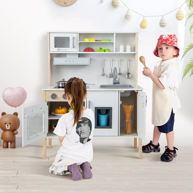 Wooden Pretend Play Kitchen Set for Toddlers