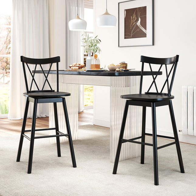 Set of 2 Windsor Bar Stool with Ergonomic Backrest and Footrests