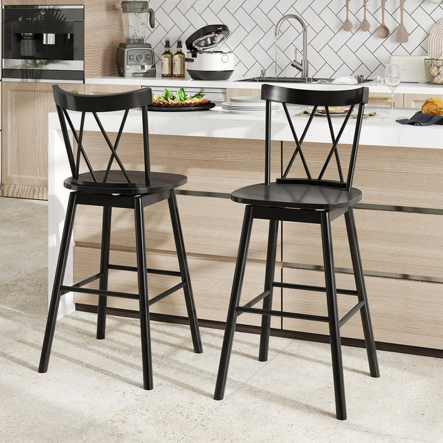 Set of 2 Windsor Bar Stool with Ergonomic Backrest and Footrests