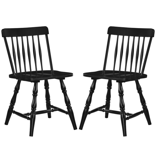 Windsor Dining Chairs Set of 2 with Curved Spindle Back