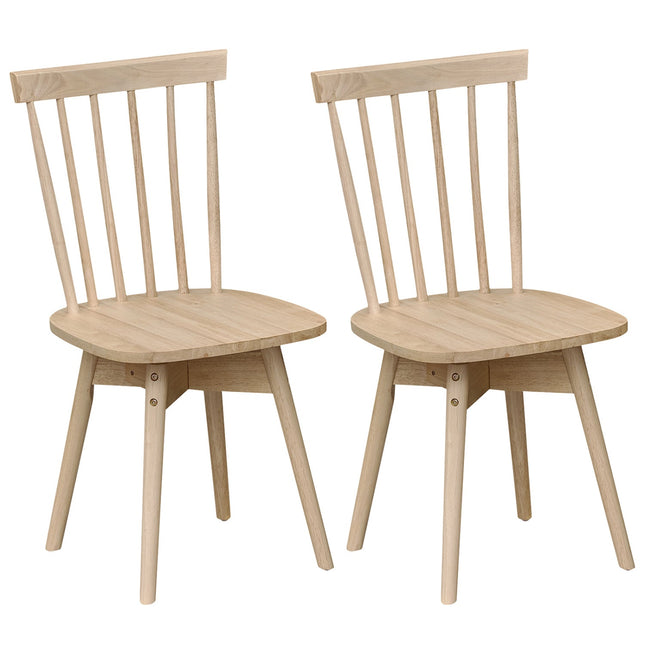 Windsor Dining Chairs Set of 2 Mid Century Rubber Wood Kitchen Chairs with Swivel Seat