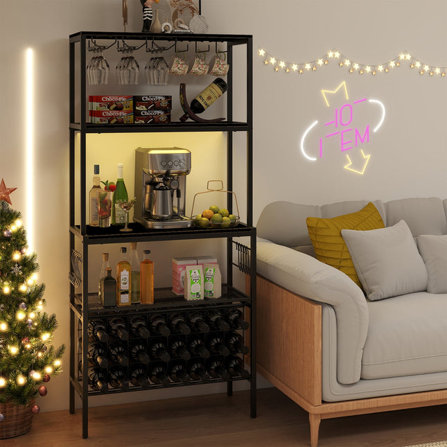Wine Organizer with Power Outlet and Bottle Holders
