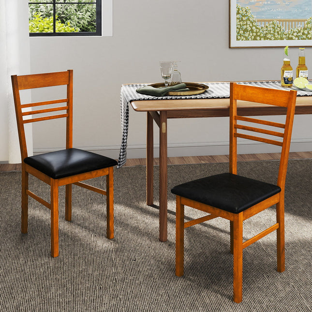 Wood Dining Chairs Set of 2 with Rubber Wood Frame
