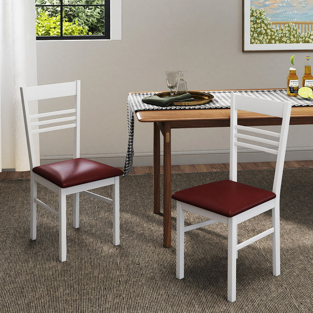Wood Dining Chairs Set of 2 with Rubber Wood Frame